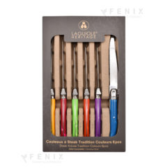 set 6 colt. bistecca laguiole man.colorato